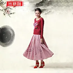 木棉道唐装女士夏装旗袍裙民族风女装半身长裙手绘棉麻女裙子8001 #夏装# #旗袍# #长裙#