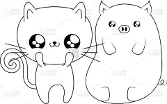 可爱的,猫,可爱,猪,创造力,自然,动物园,概念,野生动物,收集