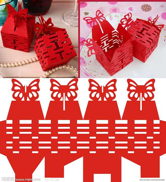 #婚庆# #镂空喜字纸盒# #婚庆# #蝴蝶结# #喜字糖盒# #展开图# #婚庆用品# #包装设计# #广告设计#