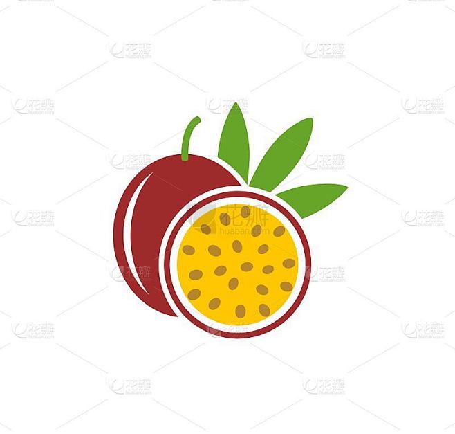 百香果的标志。孤立的百香果在白色背景