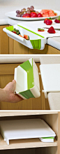 Collapsible Bin Cutting Board // so clever! Kitchen genius...