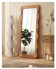 俗舍/原木日式全身穿衣镜设计师家用衣帽间北欧简约壁挂落地镜子-淘宝网