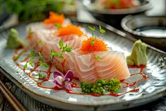 海鲜自然水生物美食鱼片图片摄影图