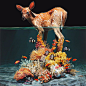 Animals In Between Two Worlds In Realistic Paintings By Lisa Ericson : Based in Portland, Oregon, Lisa Ericson creates original paintings. They depict very realistic animals, with a surrealist twist. Half submerged, they evolve between two worlds, with an