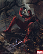 Deadpool vs Venom Symbiote , Denys Tsiperko : Illustrations I made for card battle game Marvel: War of Heroes.