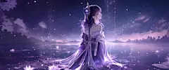 原神 雷电将军 莲花 3440x1440带鱼屏壁纸