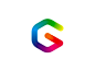 G monogram gravity colorful paths depth logo design symbol by alex tass