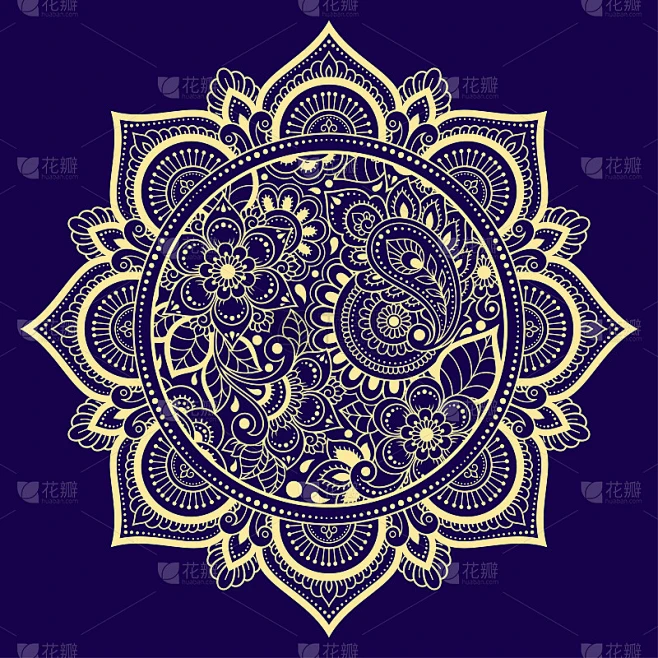 Color circular pattern in form of mandala with flo素材-花瓣网