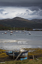 Boats Mooring In The Harbour Under Storm Clouds : Stock Photo