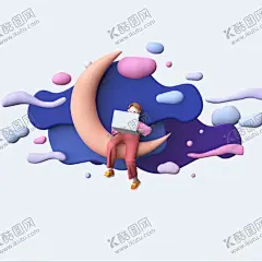 C4D模型卡通人 【酷图网】C4D模型,卡通人,熬夜,上网,玩电脑,刷剧,工作,办公,加班,人物,人像,小女孩,公仔,小清新,女孩,美女,C4D,模型,设计