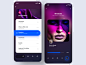 音乐屏幕平的前卫app简单的ux印刷术颜色线设计ui