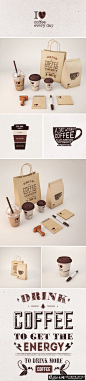 咖啡VI品牌设计 浅黄色咖啡牛皮纸手提袋设计 创意咖啡饮料杯 简约咖啡VI设计作品欣赏
