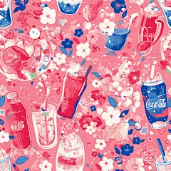 AI平面-樱花可乐-无缝插画