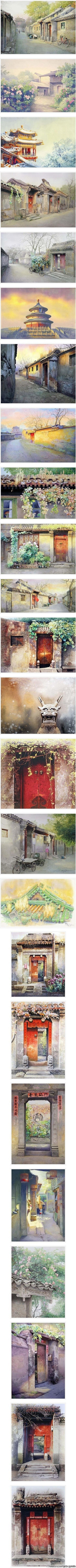 老北京水彩畫