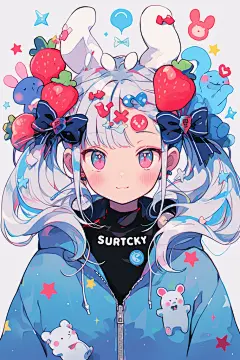 炫彩亮色夏季扁平风多巴胺女孩穿搭人物插画