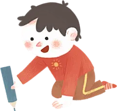 儿童节手绘彩铅质感卡通人物插画-画画男孩