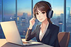 翻译官记者同声传译插画