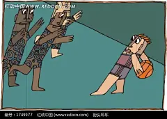 手绘体育运动-篮球防守插画|卡通|篮球防守|人物矢量|生活百科|矢量|矢量素材|手绘|体育运动|体育运动图案|体育运动标志|体育运动素材|体育运动矢量素材