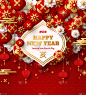 贺卡,新年前夕,2019,春节,传统,灯笼,纸灯笼,中国灯笼,边框,模板