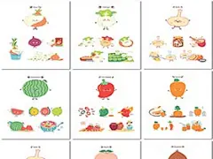 11组卡通儿童手绘可爱萌系动漫水果蔬菜你人表情包人物素材设计模板