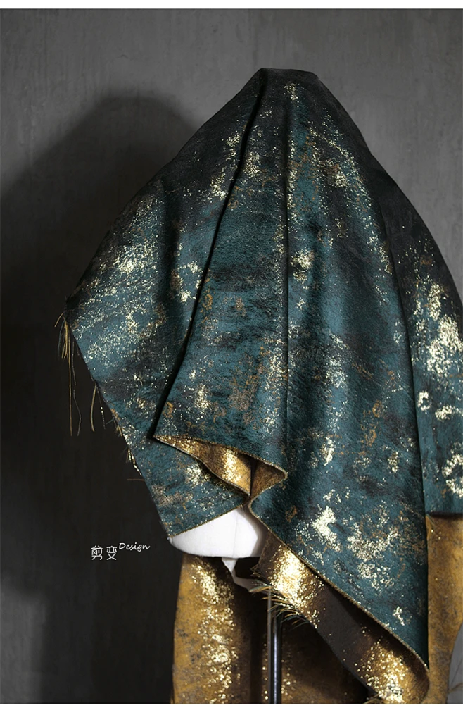 复古墨绿鎏金丝提花布料廓形立体肌理外套高档创意服装设计师面料-淘宝网-花瓣网
