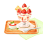 草莓冰激凌 甜品蛋糕 手绘美食 美食插图插画设计