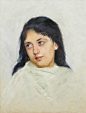 Matilda Hanström (Swedish, 1868 - 1950): Ung kvinna i tankar (1892) ​​​​