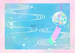 日本夏日贺卡/风铃(圆点图案)/矢量插图
