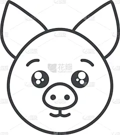 可爱的,猪,动物,农场,成一排,图标,高雅,农业,宠物,自然