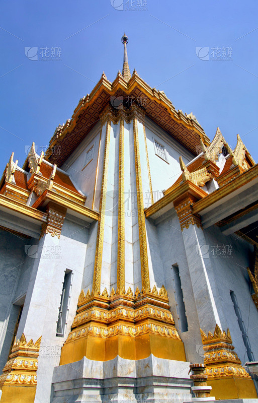 建筑,曼谷,寺庙,金佛寺,传统,垂直画幅,宫殿,蓝色,旅行者,僧院