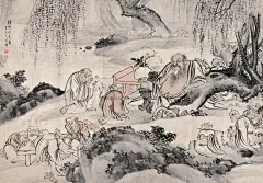 罗聘——《钟馗啖鬼图》立轴欣赏  |  
清|罗聘(1733-1799)，&quot;扬州八怪&quot;之一。字遯夫，号两峰，又号衣云、花之寺僧、金牛山人、师莲老人等。祖籍安徽歙县，后迁扬州。为金农入室弟子，人物、佛像、山水、花果、梅、兰、竹等，无所不工，笔调奇创，超逸不群，别具一格。妻方婉仪，字白莲，亦擅画梅兰竹石，并工于诗。子允绍、允缵，均善画梅，人称&quot;罗家梅派&quot;。