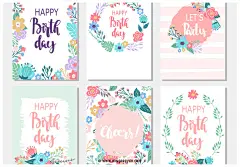 生日快乐贺卡矢量元素Happy birthday card :  