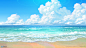 Anime 2560x1440 blue archive beach sea water