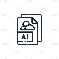 AI矢量图标孤立在白色背景上。轮廓线、细线AI图标用于网站设计和手机、应用程序开发。细线AI轮廓图标