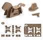 台湾和硕联合设计团队设计了一种硬纸板纸箱，纸箱上面有一系列带有刻痕的图案，当包装拆完之后，你可以根据纸箱上的刻痕取下图案，然后将其组装成一套玩具：野马、枪和一顶牛仔帽。