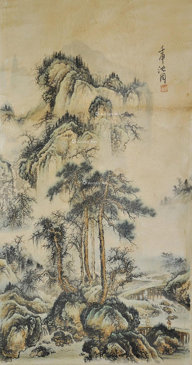 沈周——【壬申】人物山水 立轴欣赏 | 明|沈周(1427～1509)字启南，号石田、白石翁、玉田生、有居竹居主人等，长洲 (今江苏苏州)人 ...