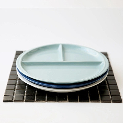 创意三色陶瓷西餐盘子 早餐分格餐盘 水果...