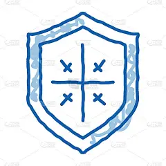 盾牌保护图标手绘插图