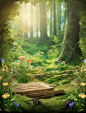 fairy forest desktop background screenshot, in the style of realistic landscapes with soft edges, anamorphic lens, photo-realistic landscapes, flower and nature motifs, wood, commission for, 32k uhd