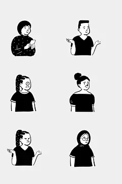 创意黑白人物插画免抠素材-众图网