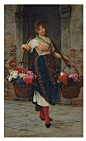奥地利画家Eugen von Blaas (1843-1931) 的作品《卖花女》。