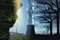 Paradise vs Apocalypse, Environment change and global warming environmental conceptParadise vs Apocalypse, Environment change and global warming environmental concept as a scene cut in two