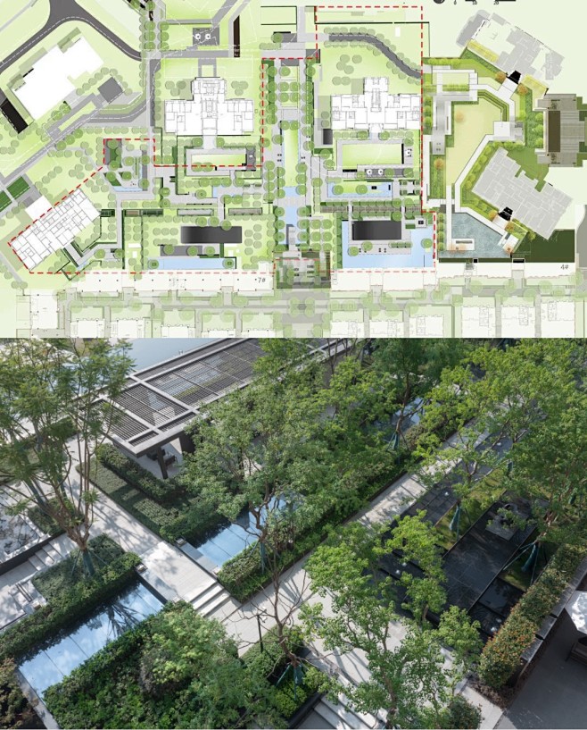 重庆阳光城·天澜道11号（大区） 项目面临场地内部多个组团间的将近12m分级高差和冗杂分布的车库采光井及通风井的难点。设计的第一步工作需利用 ...