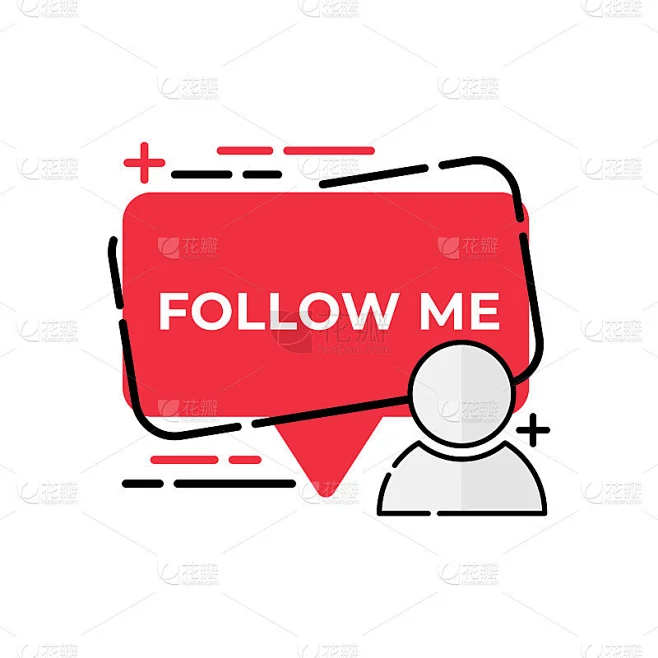 Follow Me button icon vector for social media. Fol素材-花瓣网