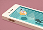 Ispy : Illustration in collaboration with Dimitri Lak.Ipool, iphone, phone, apple, water, swimmingpool, floatable, chil, relax, summer, social media, diver, privacy