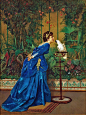 法国画家Auguste Toulmouche笔下的蓝裙子... 来自复古迷 - 微博