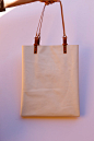 Beige Leather tote. FREE SHIPPING by BlowawishBags on Etsy