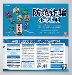 蓝色大气电信网络诈骗宣传展板