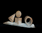 Perspective relief(representation of a cube,a ball,a cone and a cylinder)