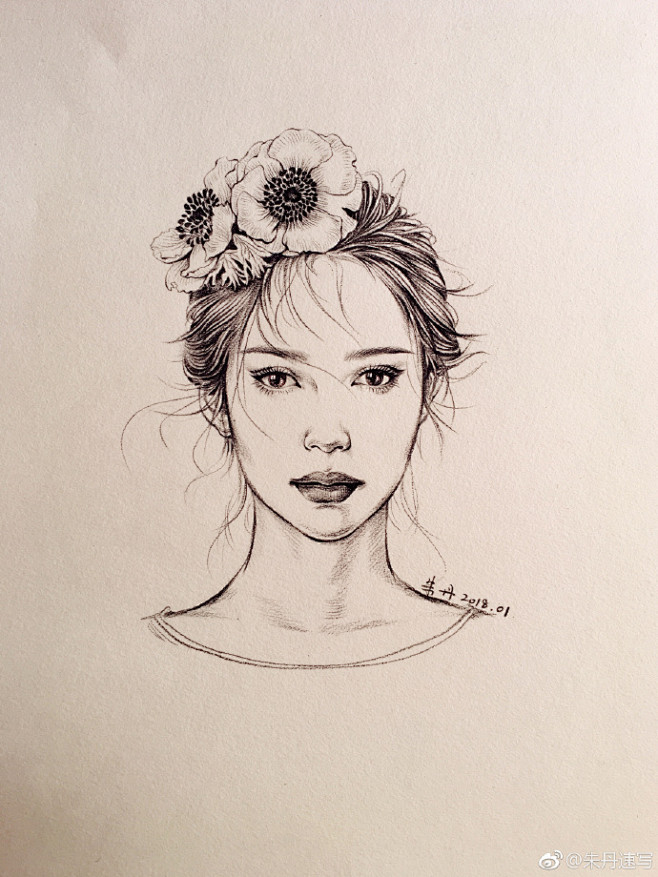 美人头像速写67作者朱丹速写67676767